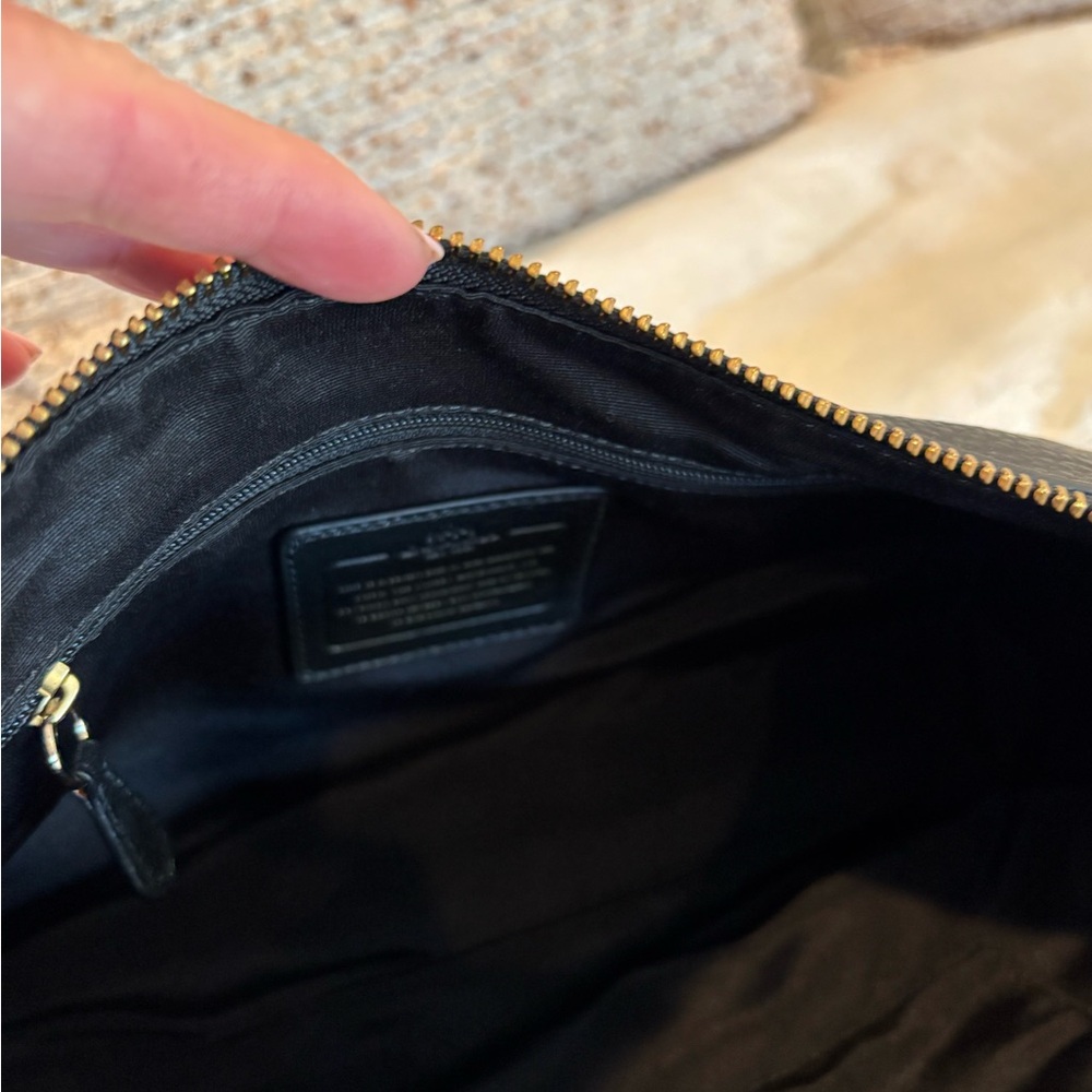 Coach “Celeste” Black Pebbled Leather Shoulder Bag with Gold Hardware - Picture 6 of 13